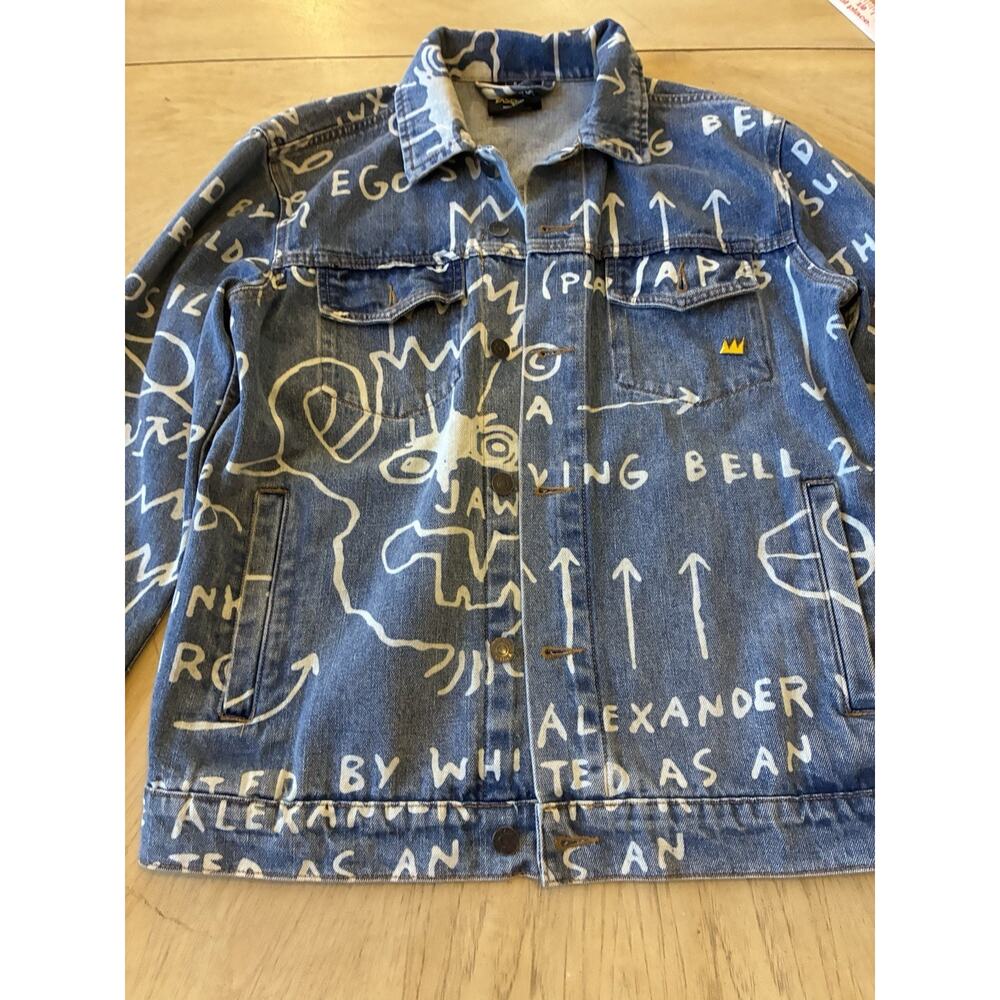 Diamond Supply X Basquiat Doodle Denim Jacket Limited All Over Graphic Print S - Picture 9 of 16